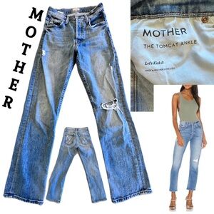 MOTHER Tomcat Ankle Jean Let’s Kick It! Distressed Button-fly Size 24